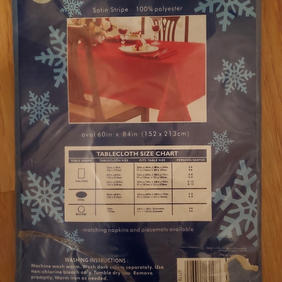 Vintage Trim A Home Fabric Tablecloth Cover Satin Stripe Blue Oval 60x84 - Picture 2 of 4